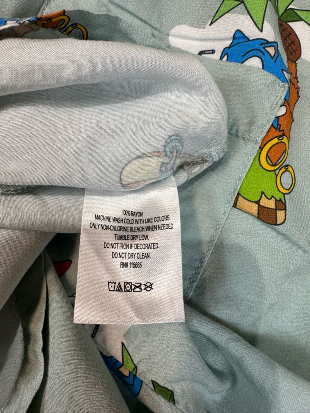 Boxlunch Sonic the Hedgehog Mint Green Short-Sleeve Button-Up Shirt - Picture 6 of 6